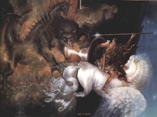 Man horse sword demon back - donato giancola free wallpaper