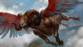 Horse winged flying mountain clouds - magic free wallpaper