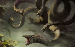 Dragons attack man cave snake - donato giancola free wallpaper