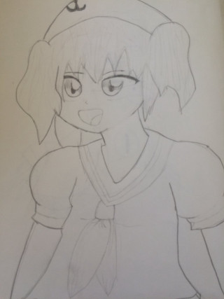 Girl hat bow drawing image - her head free wallpaper for mobile