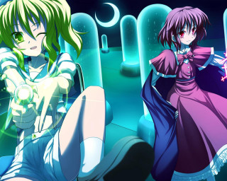 Anime girls chair neon light - a chair in a room free wallpaper