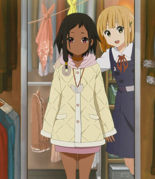 Anime girls closet clothes hanging - a line free wallpaper