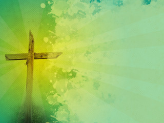 Cross green yellow sunburst grunge - new free wallpaper for desktop