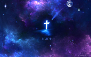 Cross galaxy believe planet background - godray free wallpaper