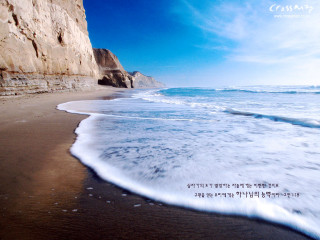 Beach waves cliff background chinese - a cliff in the background free wallpaper