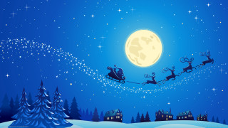 Santa sleigh snowy landscape fullmoon 2 - a santa claus sleigh free wallpaper