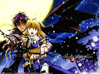 Anime couple full moon stars - darkness free wallpaper