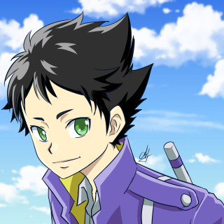 Purple shirt green eyes blue - free anime wallpaper for tablet