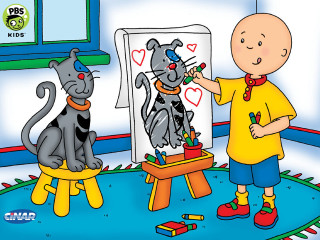Child drawing cat dog easel - a child free wallpaper for desktop