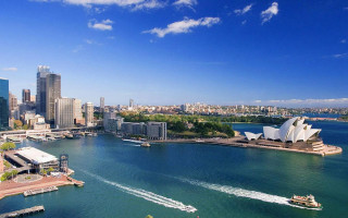 Boat city skyline opera water - the water near a city skyline free wallpaper for desktop