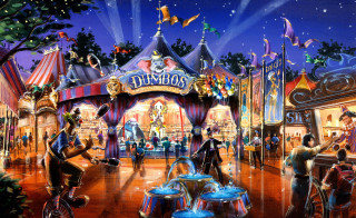 Carnival night bikes carousel lights - don bluth free wallpaper for desktop