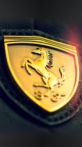 Ferrari badge black leather red - bernardo cavallino free wallpaper for mobile