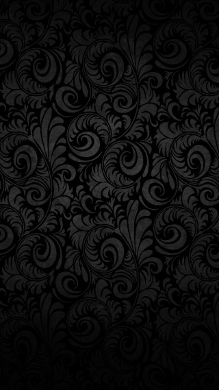 Black background swirls leaves pattern - brassaï free wallpaper for mobile