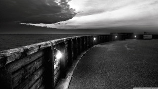 Long pier light ocean cloudy - the ocean under a cloudy sky free wallpaper