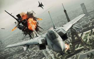 Fighter jet city explosion damaged - a city free wallpaper
