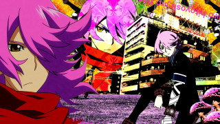 Anime group pink purple characters - purple eye free wallpaper