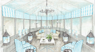 Living room blue chairs chandelier - concept design art free wallpaper for desktop