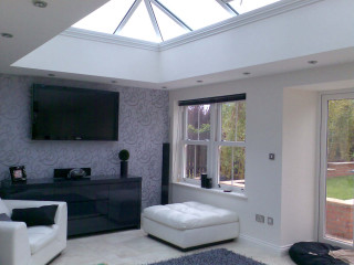 Living room flat screen tv 3 - open ceiling free wallpaper