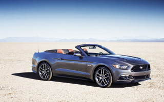 Silver mustang convertible desert mountains - convertible free wallpaper