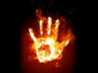 Hand flames black background red 2 - flame free wallpaper