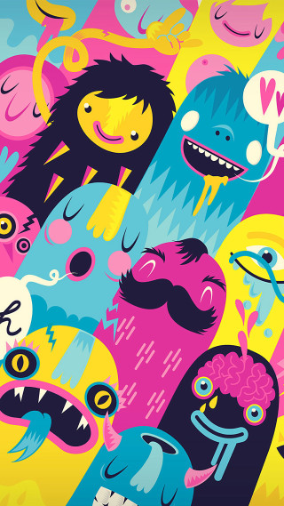 Cartoon monsters faces mouths yellow - diego gisbert llorens free wallpaper for mobile