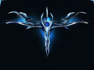 Futuristic biomechanical space weapon trident - biomechanical free wallpaper for desktop