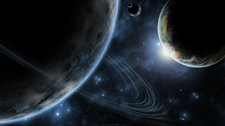Planetary sky stars moon galaxy - a group of planets free wallpaper for desktop