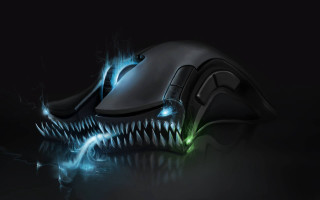 Glowing mouse fire eyes skull - ultra realistic digital art free wallpaper for desktop