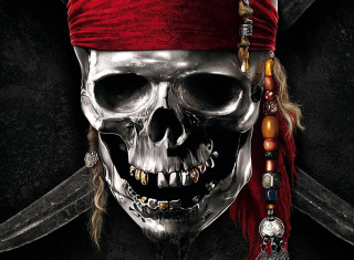 Skull red bandana swords front - skull free wallpaper