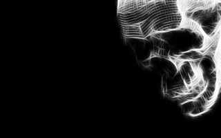 Skull long tail black background - white line free wallpaper