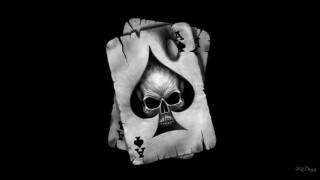 Skull holding ace card black - a card free wallpaper