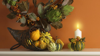 Candle fruit vegetables mantle pumpkin 2 - a candle free wallpaper