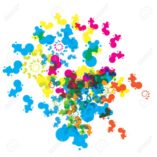 Colorful bubbles explosion white background - colored free wallpaper for tablet