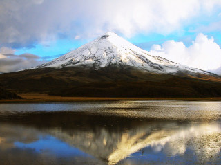 Mountain snow capped peak lake - quito school free wallpaper for desktop