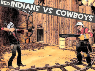 Cartoon two men building bow - western comic book art free wallpaper