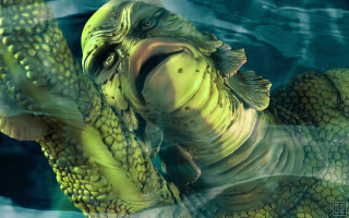 Large fish open mouth wave - a fish free wallpaper