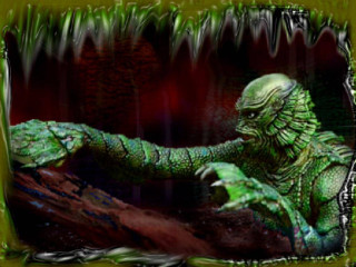 Green creature black face outstretched - a black face free wallpaper