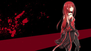 Red haired woman blood splatter - black dress free wallpaper