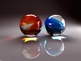 Colorful glass balls reflection black - reflective free wallpaper