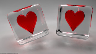 Glass blocks heart tabletop red - a table top free wallpaper