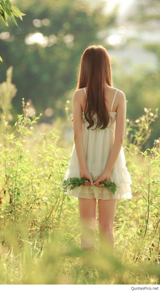 Woman white dress field grass 2 - a field of grass free wallpaper for mobile