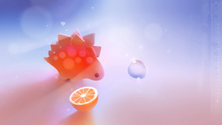 Hedgehog orange slice bubbles blue - fructose free wallpaper