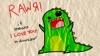 Dinosaur rawq love message drawing - lovecraftian free wallpaper