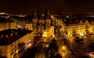 City night lights buildings urban - baroque free wallpaper
