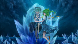 Anime characters iceberg water bow - green hair free wallpaper for desktop