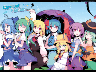 Anime girls blue sky clouds 14 - a group of anime girls free wallpaper