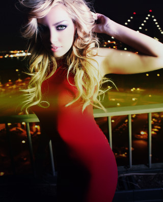 Woman red dress night city - a red dress free wallpaper for mobile