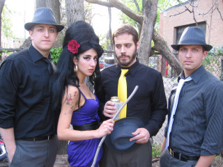 Group people hats banana peel - art brut free wallpaper