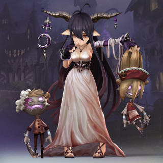Woman demon doll rococo purple - free halloween wallpaper for tablet
