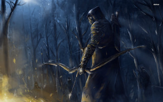 Man hooded archer forest night - anato finnstark free wallpaper for desktop
